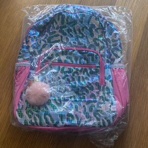 New More Than Magic 17" Kids' Girl Pink Blue Sequin Backpack